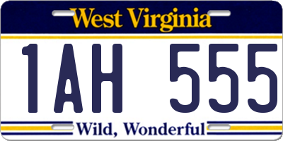 WV license plate 1AH555