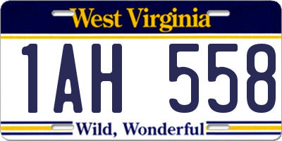 WV license plate 1AH558