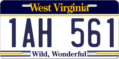 WV license plate 1AH561