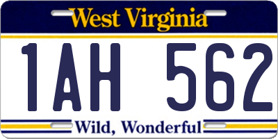 WV license plate 1AH562