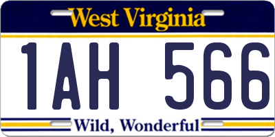 WV license plate 1AH566