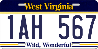 WV license plate 1AH567