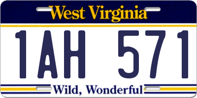 WV license plate 1AH571