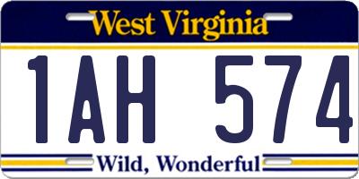 WV license plate 1AH574