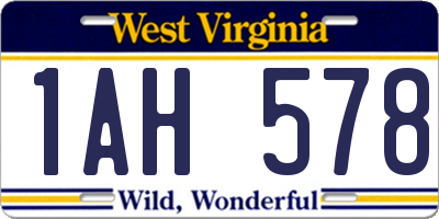 WV license plate 1AH578