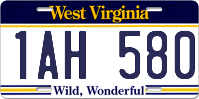 WV license plate 1AH580