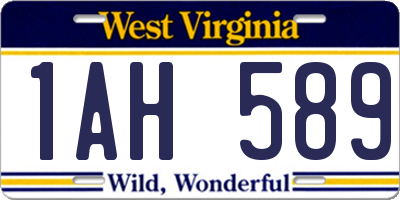 WV license plate 1AH589