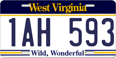 WV license plate 1AH593