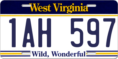 WV license plate 1AH597