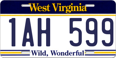 WV license plate 1AH599