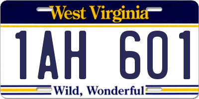 WV license plate 1AH601