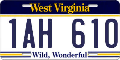 WV license plate 1AH610