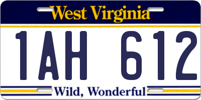 WV license plate 1AH612