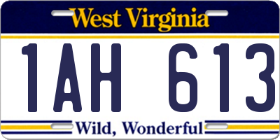 WV license plate 1AH613