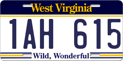 WV license plate 1AH615