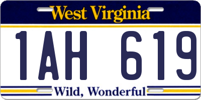 WV license plate 1AH619