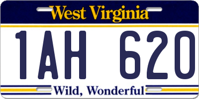 WV license plate 1AH620