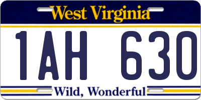 WV license plate 1AH630