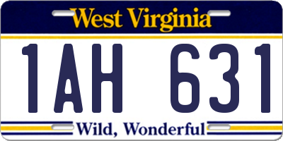 WV license plate 1AH631