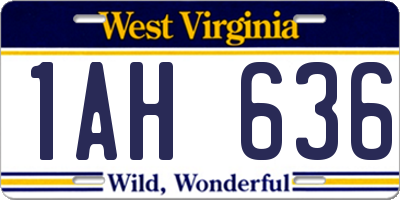 WV license plate 1AH636
