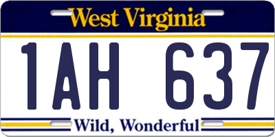 WV license plate 1AH637