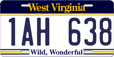 WV license plate 1AH638