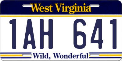 WV license plate 1AH641