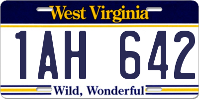 WV license plate 1AH642