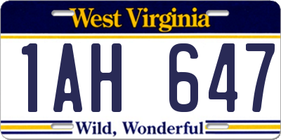 WV license plate 1AH647