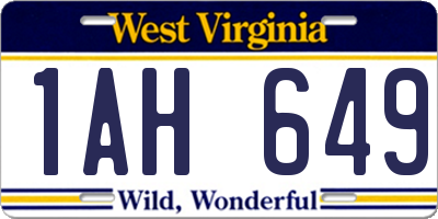 WV license plate 1AH649