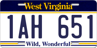 WV license plate 1AH651