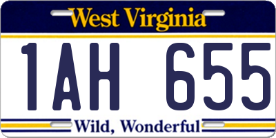 WV license plate 1AH655