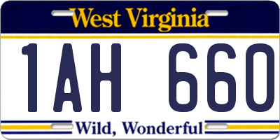 WV license plate 1AH660