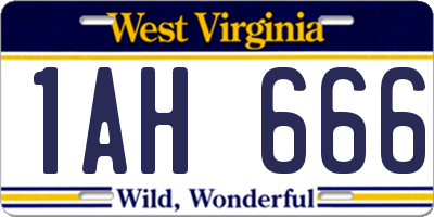 WV license plate 1AH666