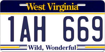 WV license plate 1AH669