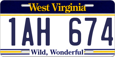 WV license plate 1AH674