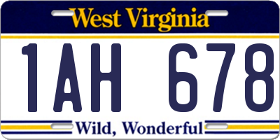WV license plate 1AH678