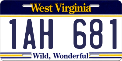 WV license plate 1AH681