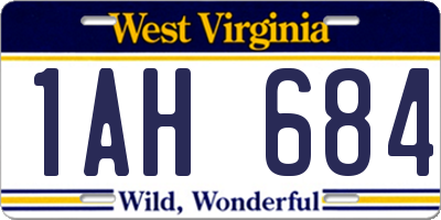 WV license plate 1AH684