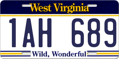 WV license plate 1AH689