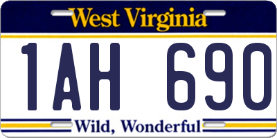WV license plate 1AH690