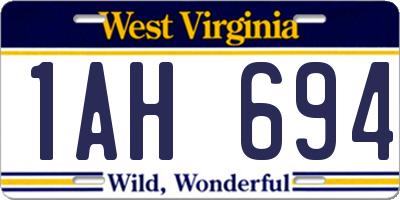 WV license plate 1AH694