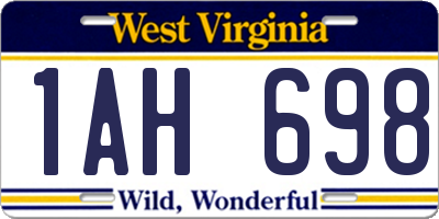WV license plate 1AH698