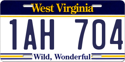 WV license plate 1AH704