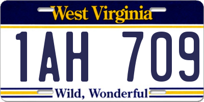 WV license plate 1AH709