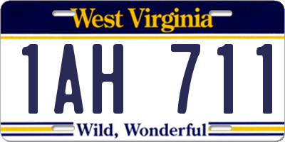 WV license plate 1AH711