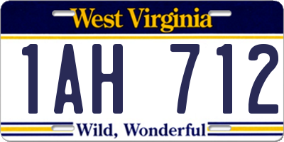 WV license plate 1AH712