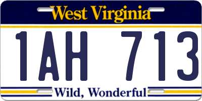 WV license plate 1AH713