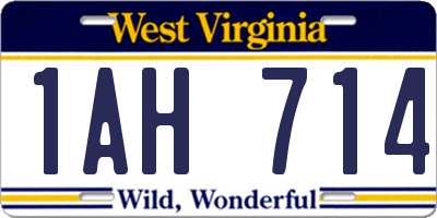 WV license plate 1AH714