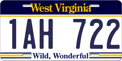 WV license plate 1AH722